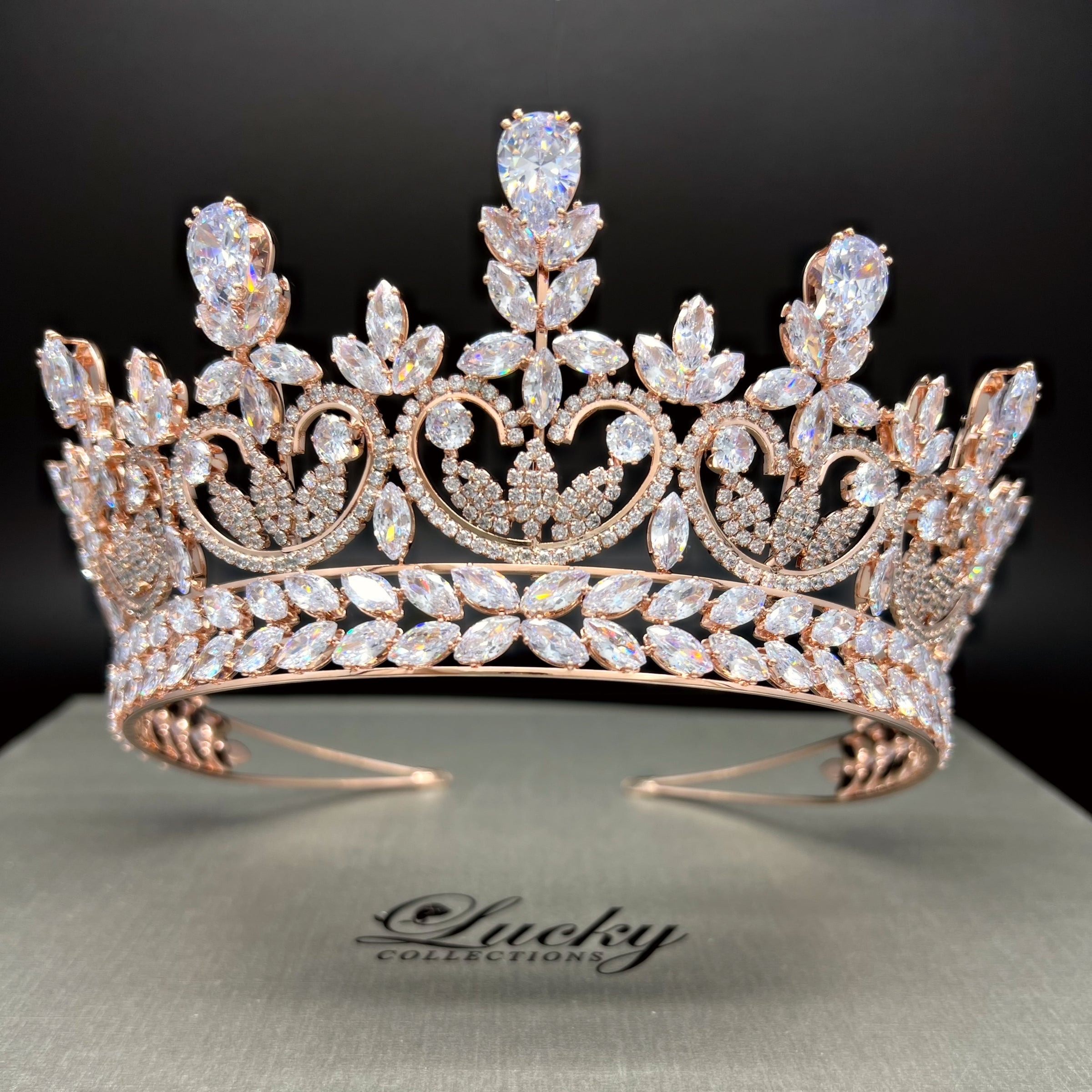 Rose Gold Bridal Quinceanera Tiaras by Lucky Collections ProBridalUSA