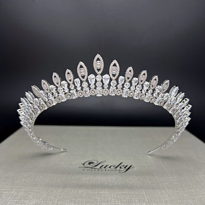 Bridal Halo Crown, Halo Tiara for Quinceanera, High and Low Peaks