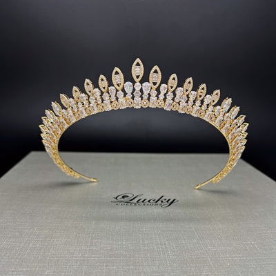 Bridal Halo Crown, Halo Tiara for Quinceanera, High and Low Peaks