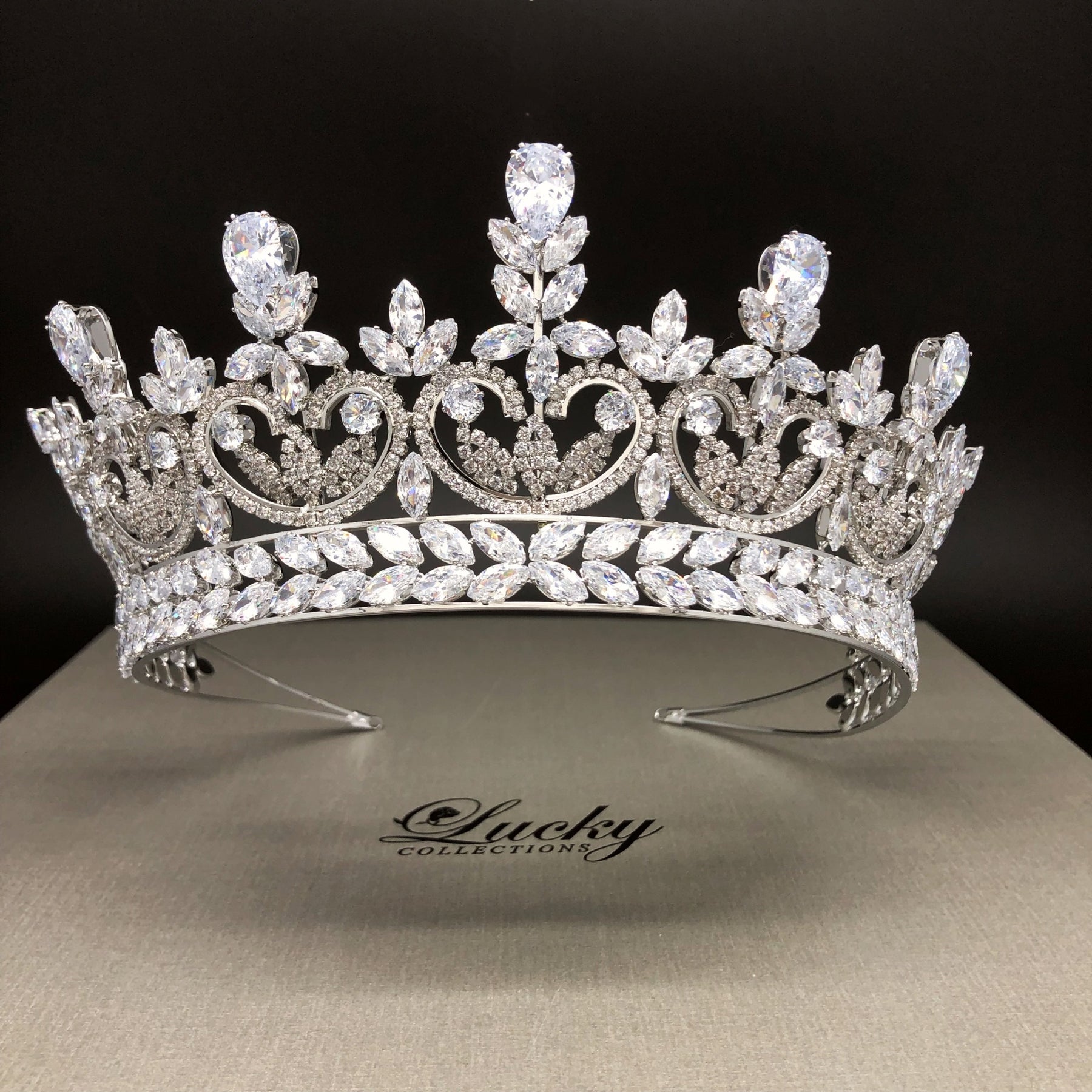 Bridal Crown, Quinceanera Tall Tiara, Corona for Quince, – ProBridalUSA.com